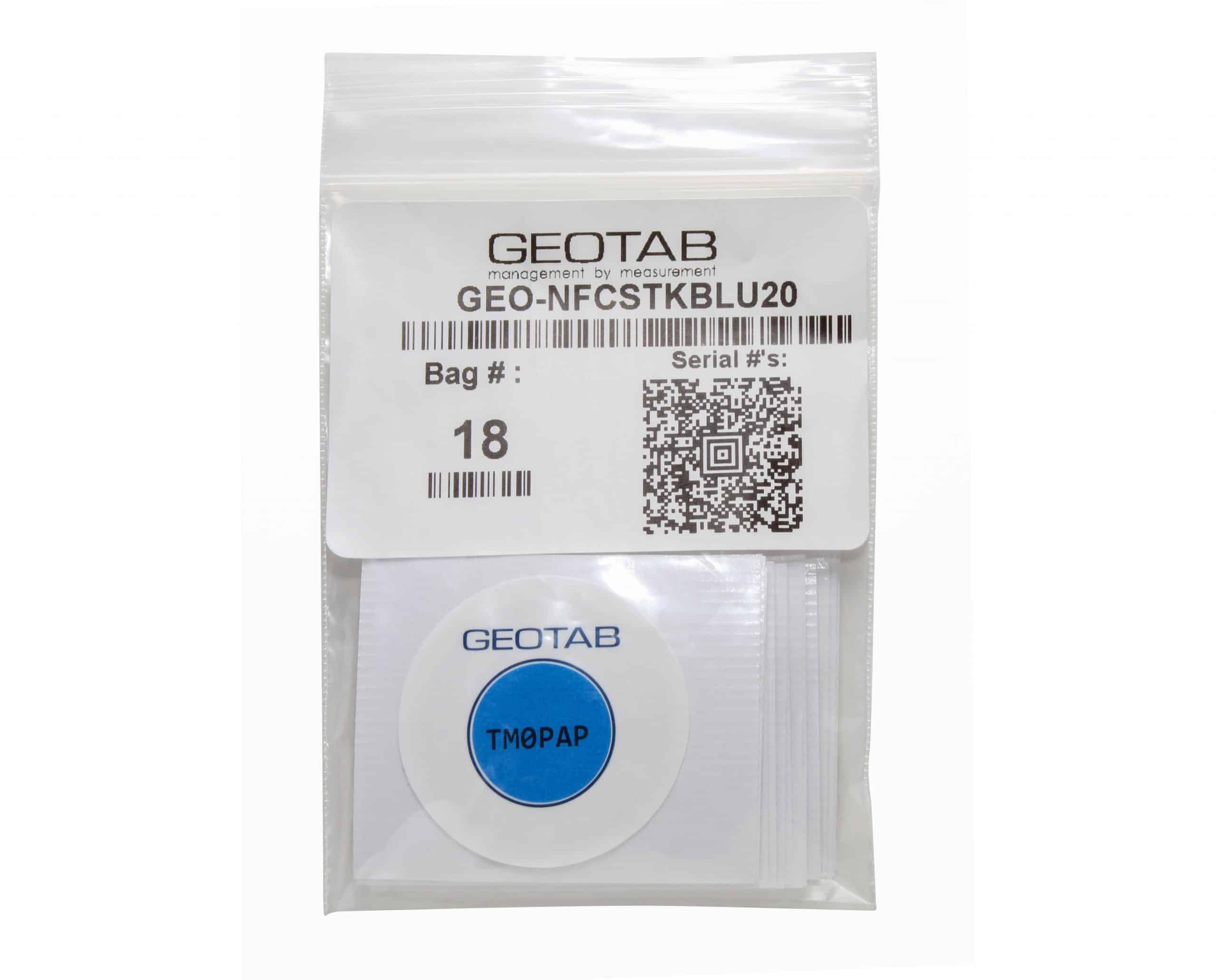 Bild: Geotab NFC Aufkleber mit blauem Etikett zur Fahreridentifikation Durchmesser 40mm